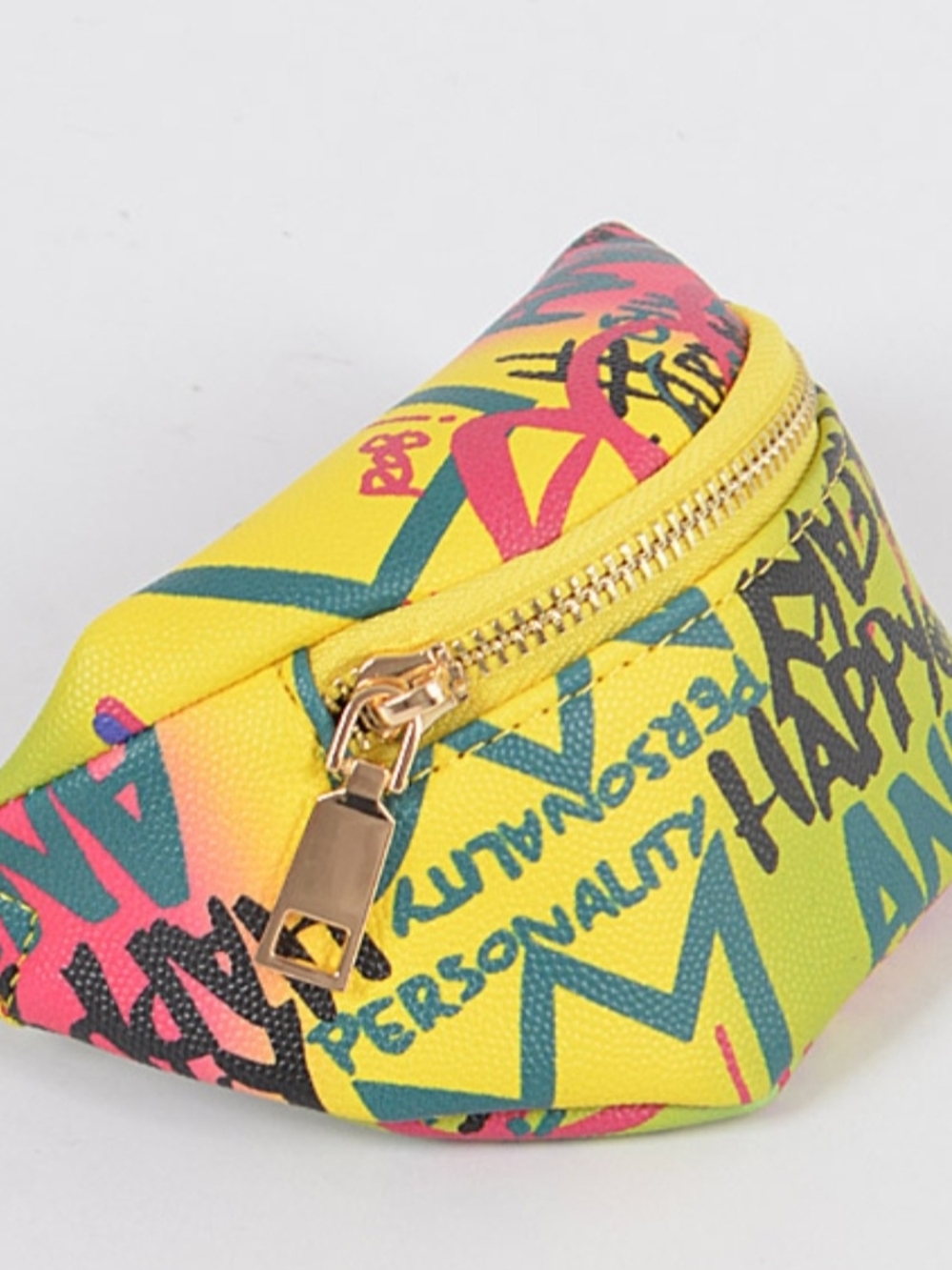 Yellow Graffiti Zip Crossbody Or Wristlet Bag